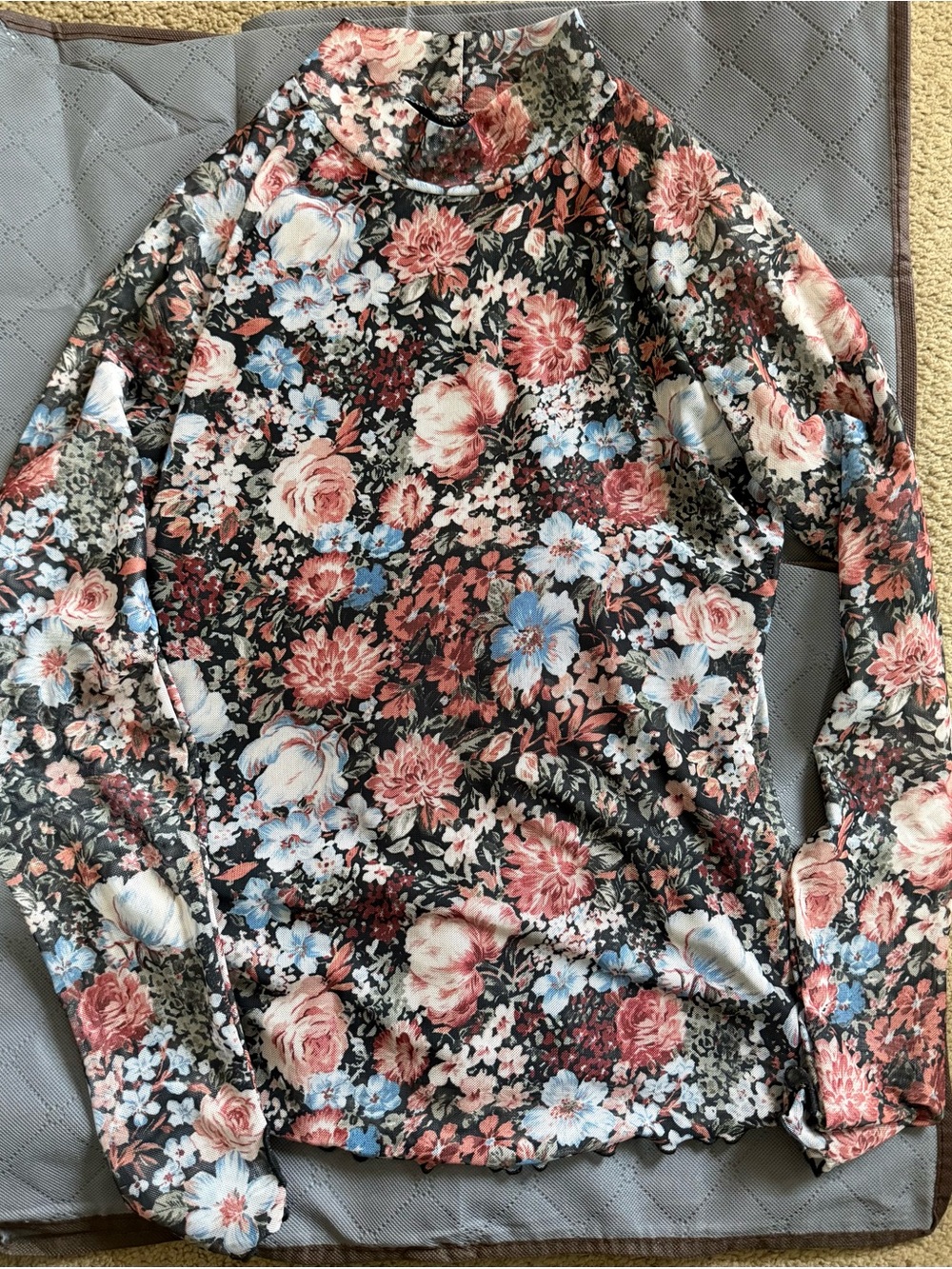 Floral Long Sleeve mock neck top